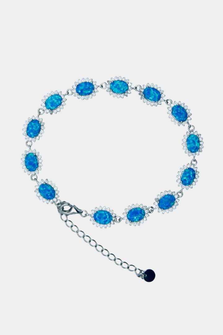 BRACELET BLEU OCÉAN - ARGENT ET PIERRE PRÉCIEUSE OPALES