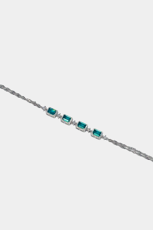 BRACELET LAGON VERT - ARGENT