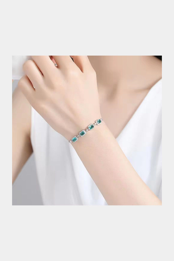 BRACELET LAGON VERT - ARGENT