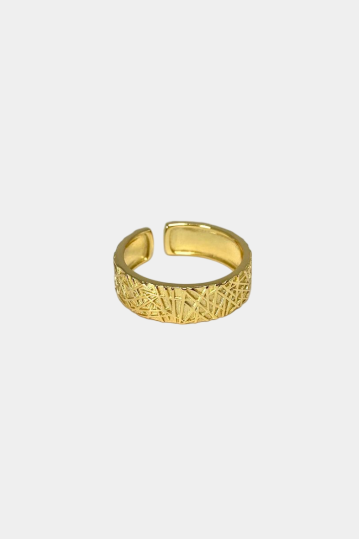 BAGUE PAILLE D'OR - ARGENT ET DORÉ A L'OR FIN 18K